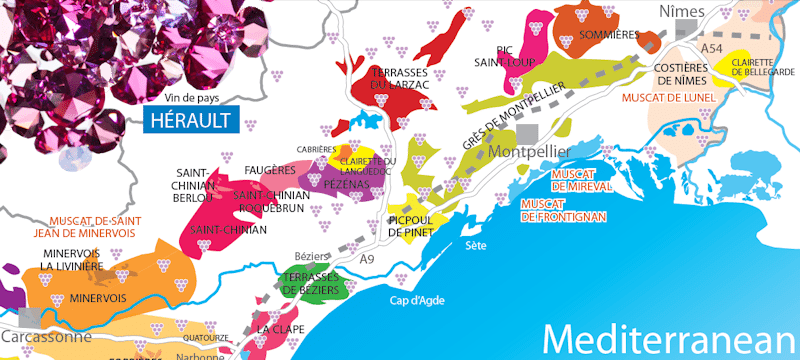 Languedoc jewels map