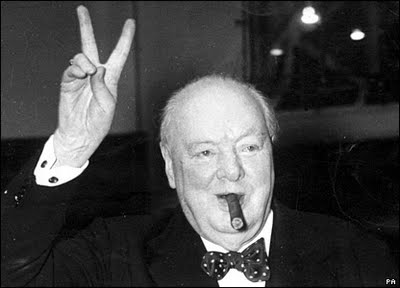 Churchill Victory sign