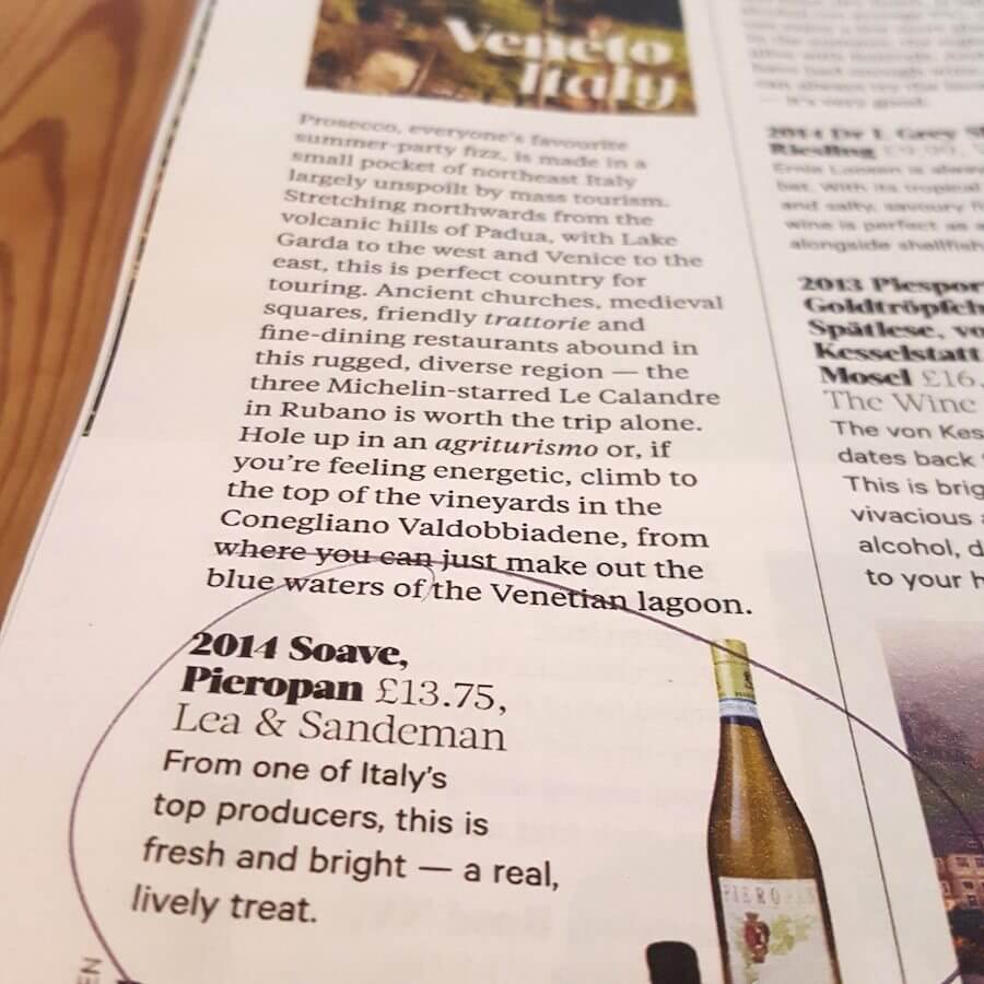 2014 Soave Pieropan - The Dish - Sunday Times - May 2016