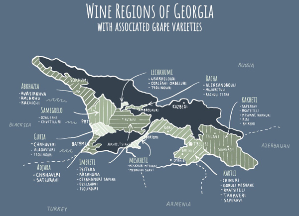 Georgia Wine regions map