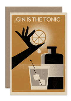 CARDS 'GIN IS THE TONIC' Telegramme Paper Co., Lea & Sandeman