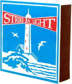 LARGE ARTISTIC BOX OF CIGAR MATCHES Lighthouse - Strike a Light, Lea & Sandeman